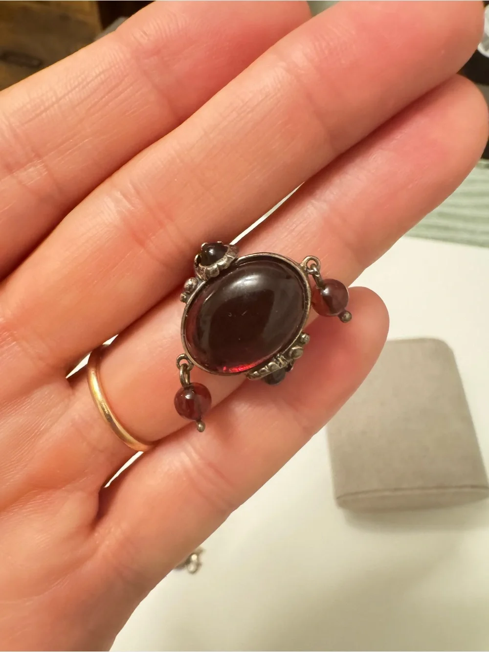 NYC Valerio 888 925 Sterling Silver Red Amber Ring Size 6
